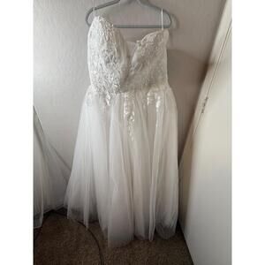 NWT White Womens 20 Strapless Gown Lace Tulle Sweetheart Elegant Formal Bridal